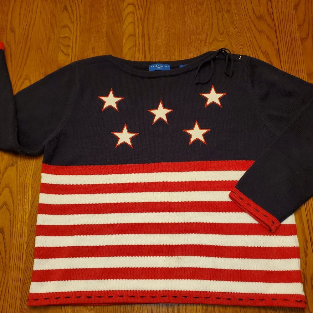 Karen Scott Sport Patriotic Sweater